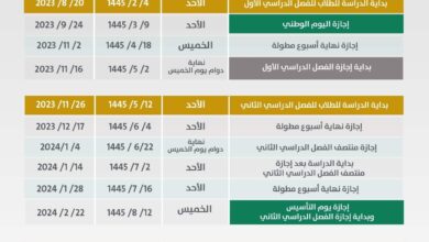 مواعيد التقويم الدراسي الجديد 1445 في السعودية من وزارة التعليم