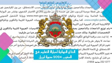النتائج النهائية لمباراة التعليم في المغرب 2024 دورة ابريل نتائج الانتقاء النهائي