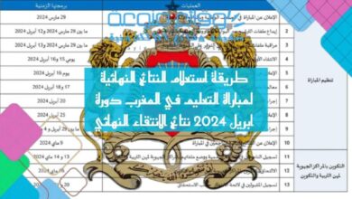طريقة استعلام النتائج النهائية لمباراة التعليم في المغرب دورة ابريل 2024 نتائج الانتقاء النهائي