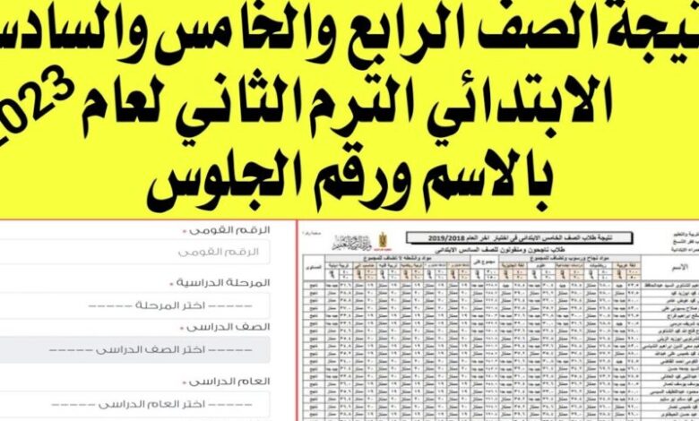 طريقة الاستعلام عن نتيجة الصف السادس الابتدائي 2024 بالاسم والرقم القومي