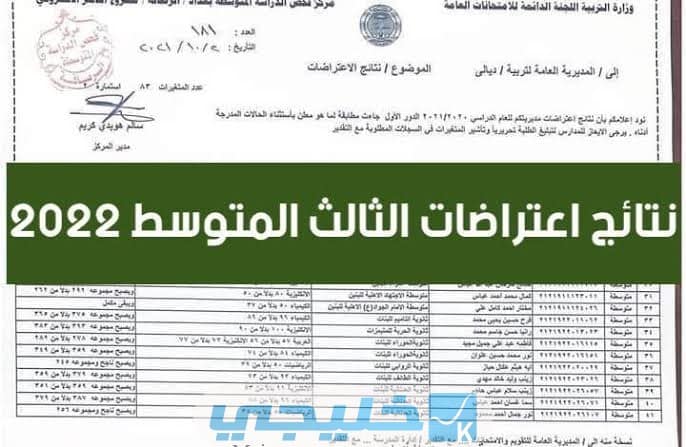 نتائج اعتراضات المرحلة المتوسطة الثالثة في الجولة الثانية 2022 في العراق