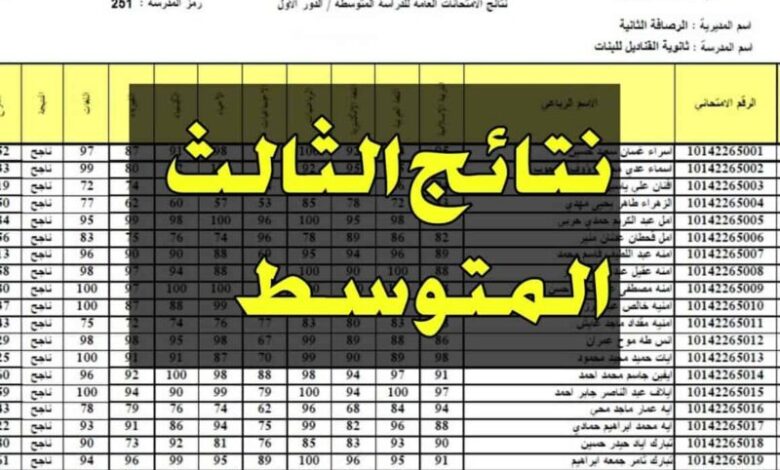 استخرجها فورًا.. رابط نتائج الثالث متوسط 2024 الدور الأول بصيغه pdf عبر الموقع الرسمى لوزاره التربية والتعليم العراق