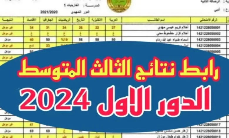 “النتائج كاملة pdf”.. رابط نتائج الصف الثالث المتوسط الدور الأول 2024 كل المحافظات epedu.gov.iq وزارة التربية العراقية