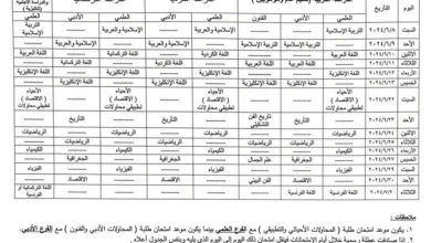 جدول امتحانات السادس اعدادي 2024 دور اول عموم العراق