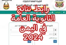 نتائج الثانوية العامة اليمن صنعاء 2024 عبر موقع الوزارة الرسمي وموقع الإدارة العامة للاختبارات