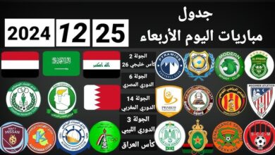 موعد مباريات اليوم الأربعاء 25-12-2024 - كومنتات