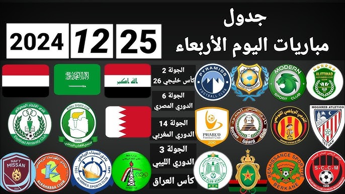 موعد مباريات اليوم الأربعاء 25-12-2024 - كومنتات